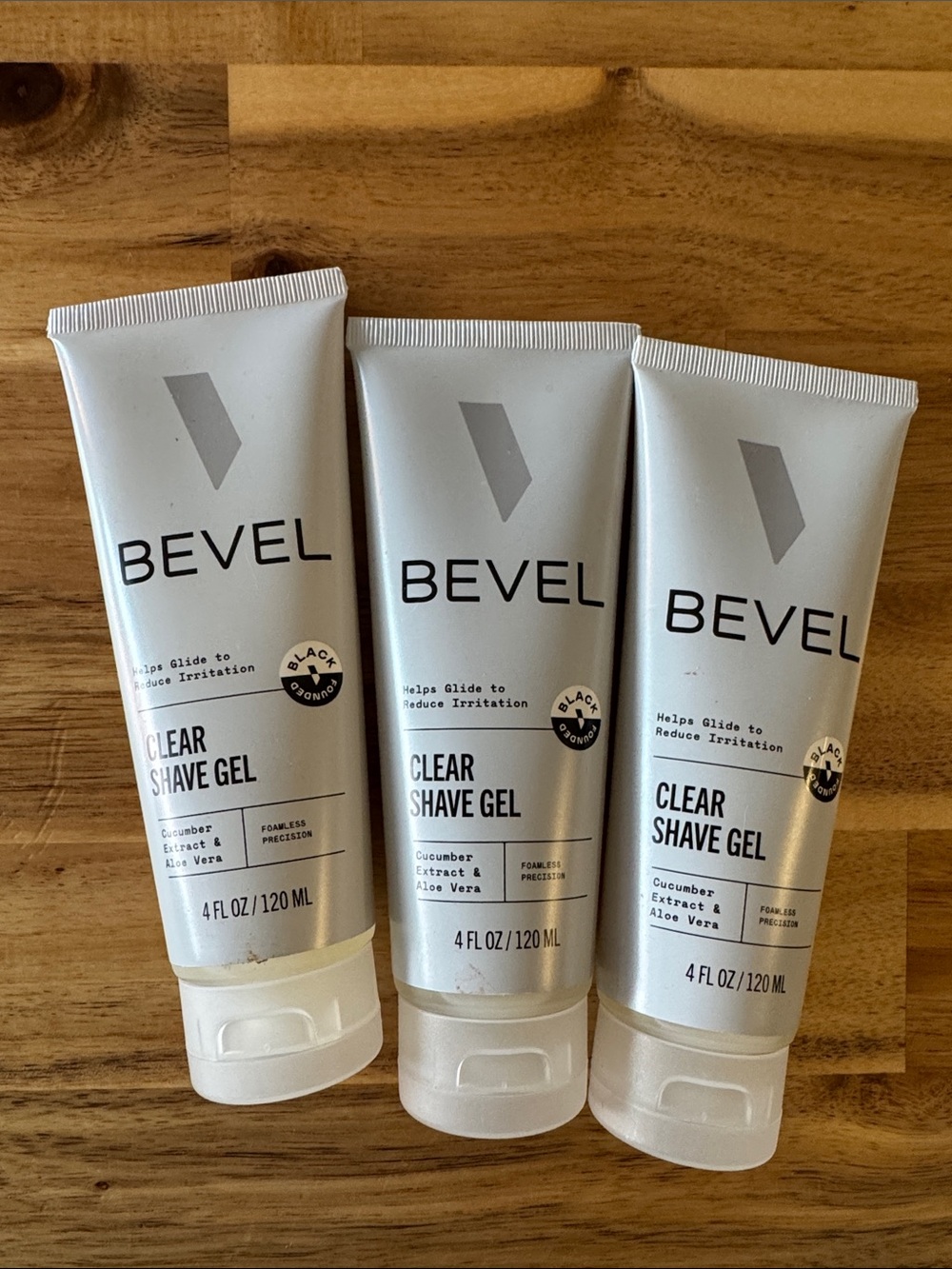 Bevel Clear Shave Gel Trio - Silver & White Tubes